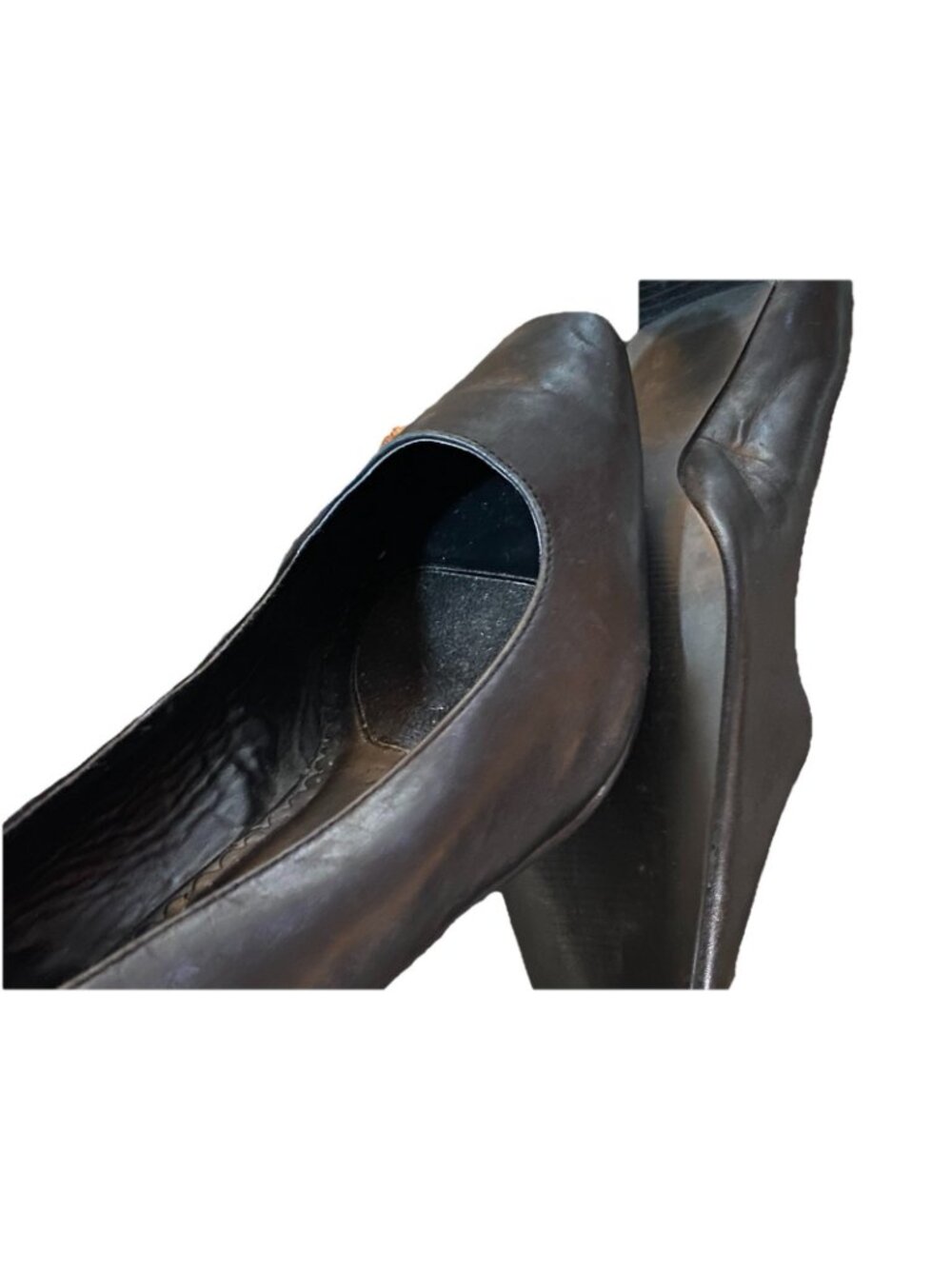 Croft Barrow Black Leather 3" Heels Pump 11M Classic Square Toe Cushioned - Picture 4 of 4